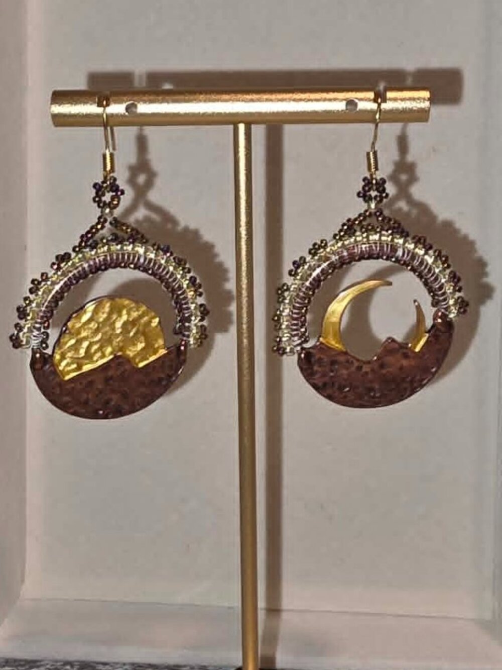 Beaded  Moon Earrings